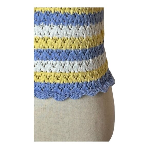 French Connection Sweater Women‎ Small White Ladder Stitch Crochet Crop Tank Top - Picture 9 of 11